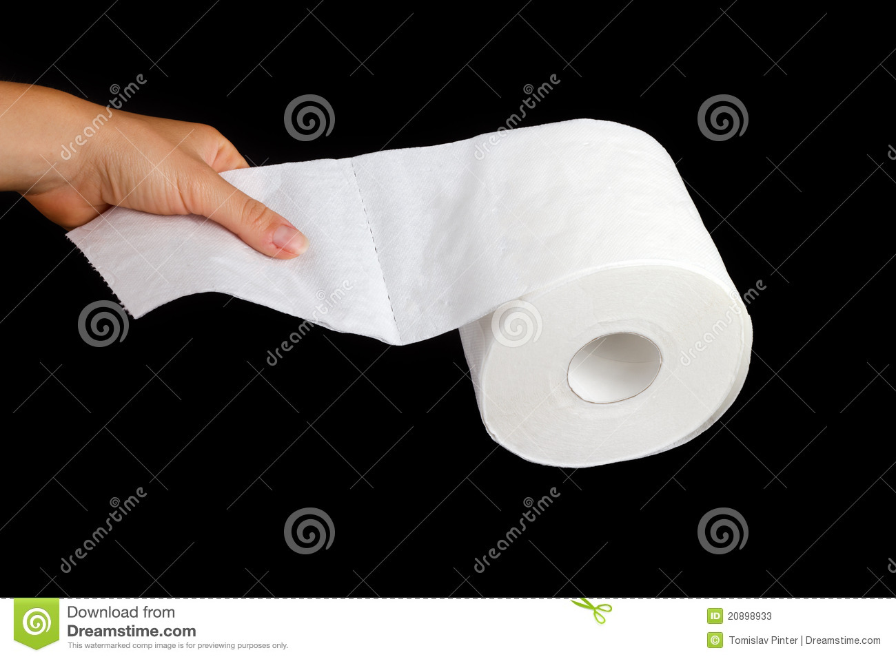 Shot Of Hand Taking Toilet Paper On White Background