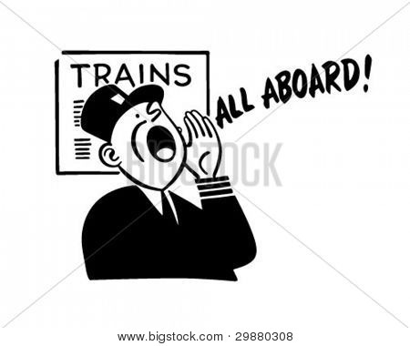 Train Conductor   Retro Clipart Illustration Stock Vector   Stock
