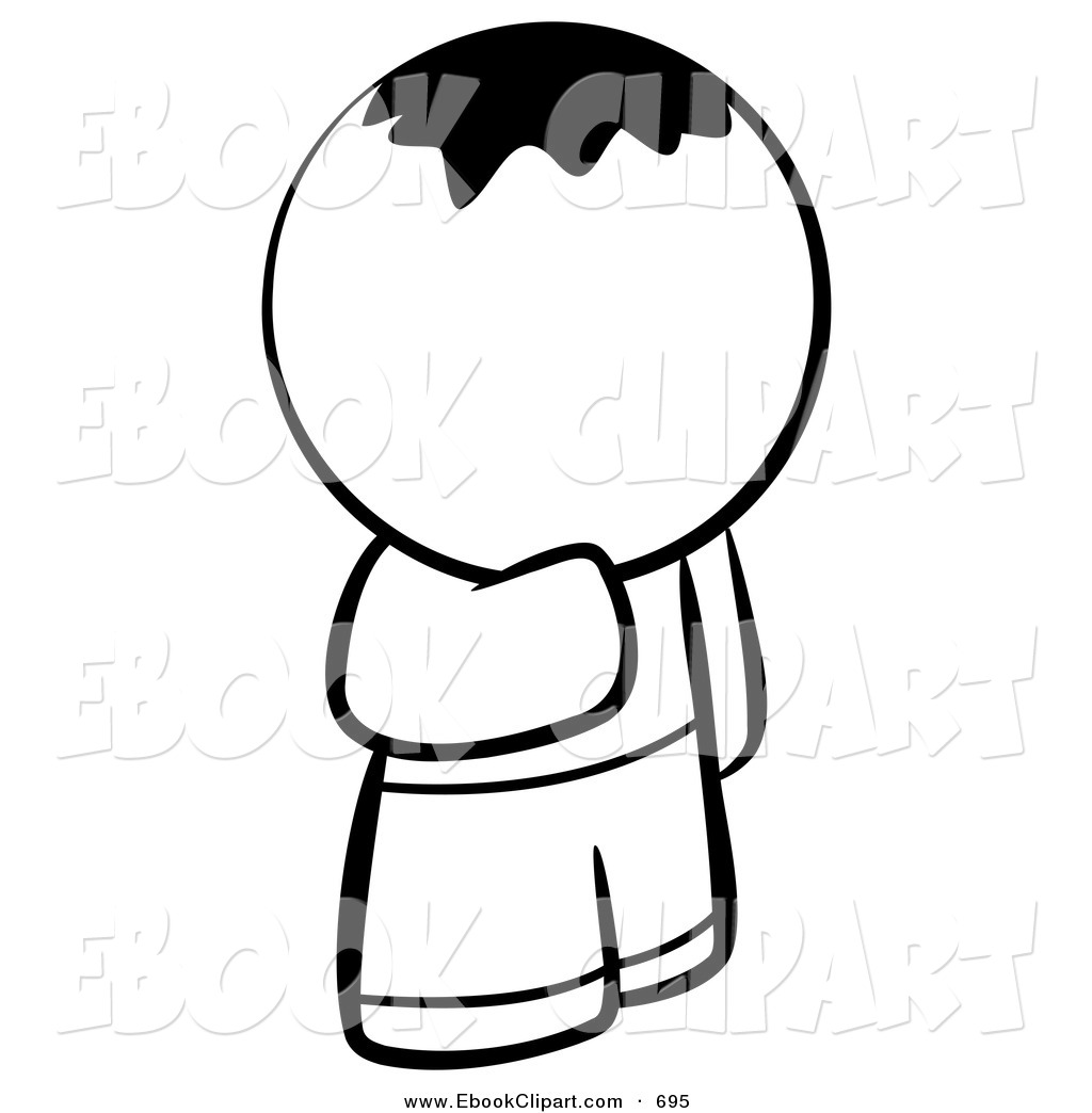 Vector Clip Art Of A Black And White Human Factor Shy Boy On White By    