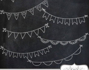50  Off Chalkboard Bunting Banners Doodle Cliparts Digital Clip Art