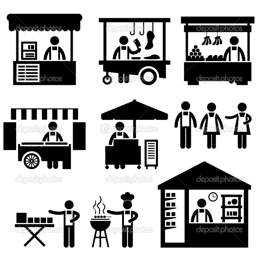 Business Stall Store Booth Market Marketplace Shop Icon Symbol Sign    