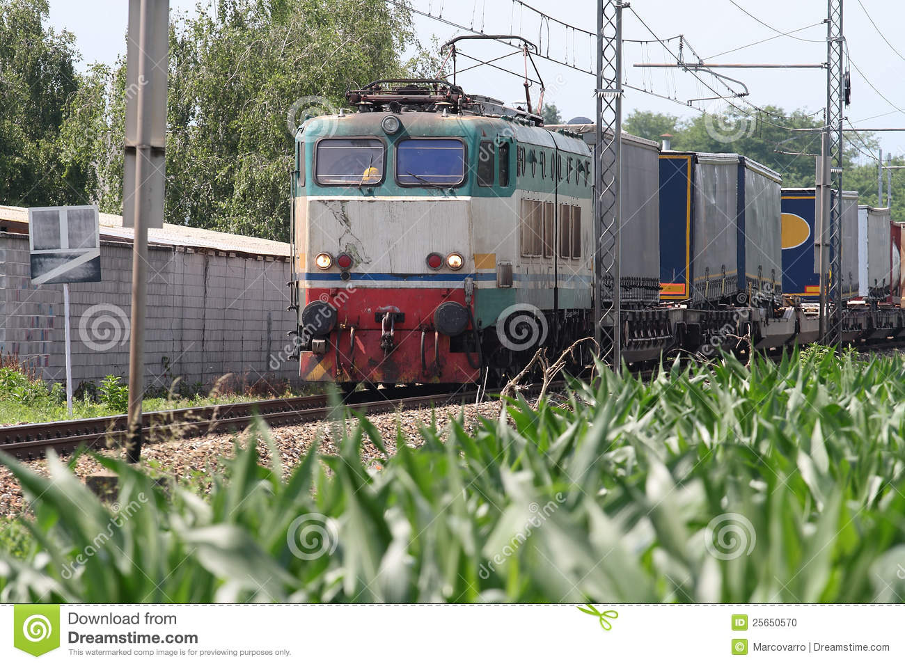 Cargo Train Passing With Freight Railcars