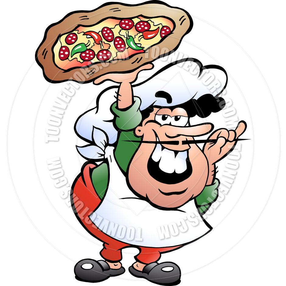 Cartoon Italian Pizza Baker By Poul Carlsen   Toon Vectors Eps  63759