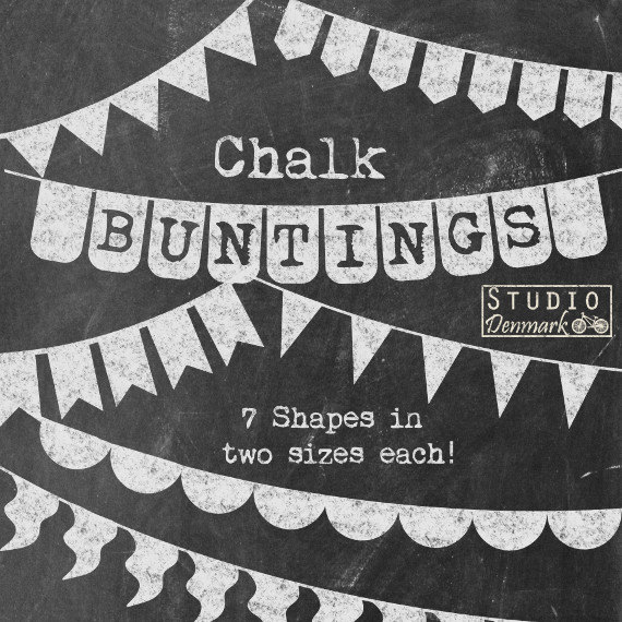 Chalkboard Buntings Clipart   Basic Chalk Banners   Simple