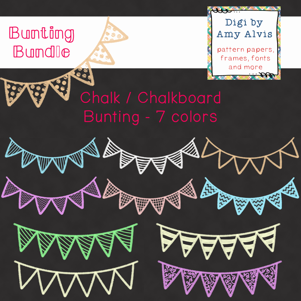 Chalkboard   Chalk Bunting Bundle  7 Different Colors