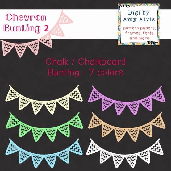 Chalkboard   Chalk Chevron Bunting 2   7 Different Colors