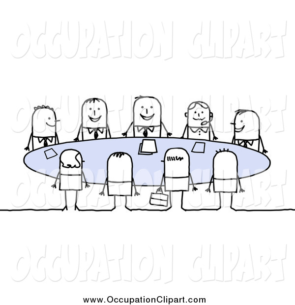 Clip Art Of Stick Business People Sitting Around A Table In A Meeting    