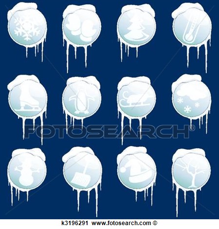 Collection Of 12 Round Winter Themed Icons  Graphics Are Grouped And