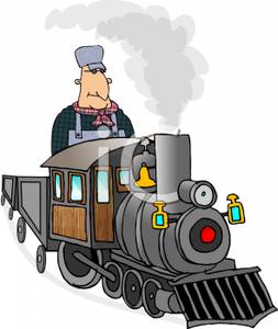 Conductor Riding On A Train Clip Art Image 