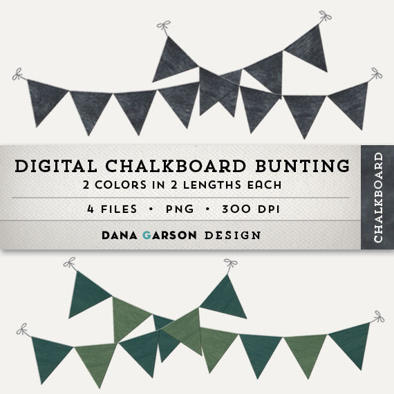 Digital Chalkboard Bunting Or Flags For Invites Scrapbooking