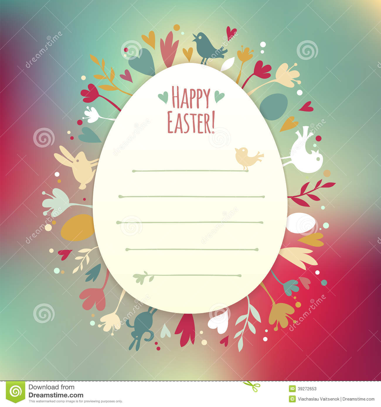 Easter Card With Symbols Of Spring On Retro Background  In The Eps