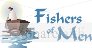 Fishers Of Men With Boat   Inspirational Word Art