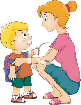 Free Clipart Image Of A Mother Helping Her Son Get Ready For School