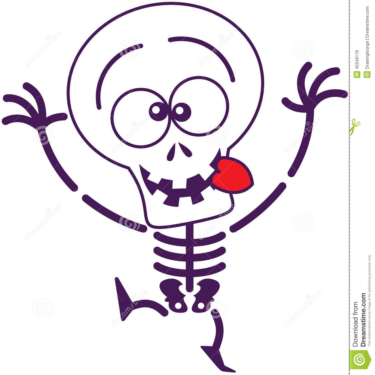 Funny Skeleton With Big Head Bulging Eyes And Missing Teeth While