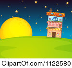     Hill With Stars And A Full Moon Royalty Free Vector Clipart By Iimages