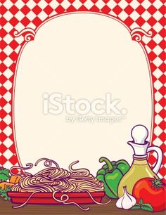 Italian Dinner Clip Art   Spaghetti Border Royalty Free Stock Vector