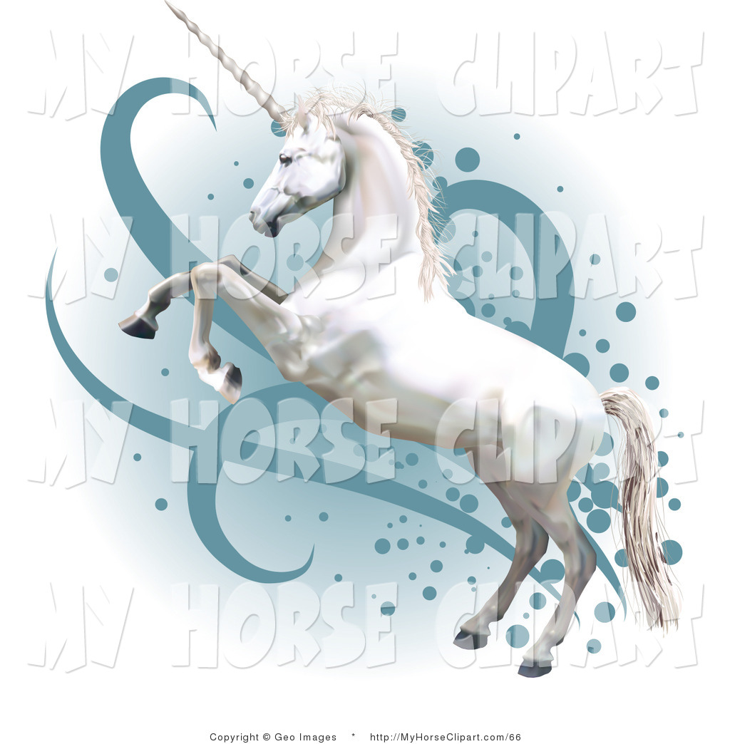 Larger Preview  Clip Art Of A Pretty White Unicorn Rearing Up On Its    