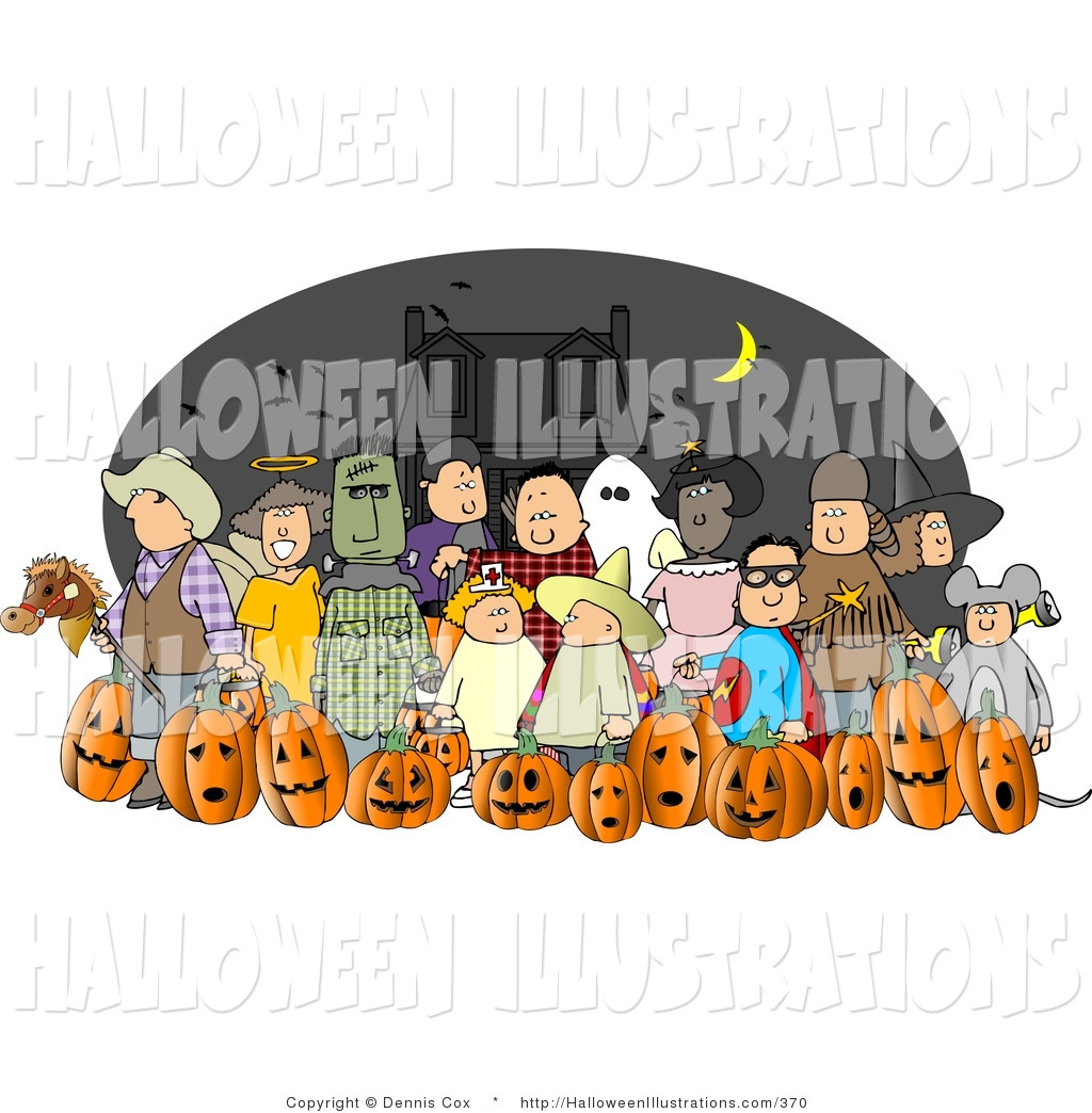 Larger Preview  Halloween Clip Art Of A Nighttime Group Of Halloween    