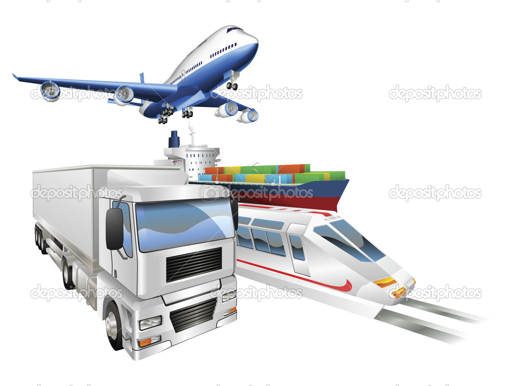 Logistics Concept Airplane Truck Train Cargo Ship   Stock Vector    
