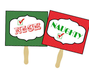 Naughty And Nice Photo Prop Signs   Christmas Photo Props   Holiday    
