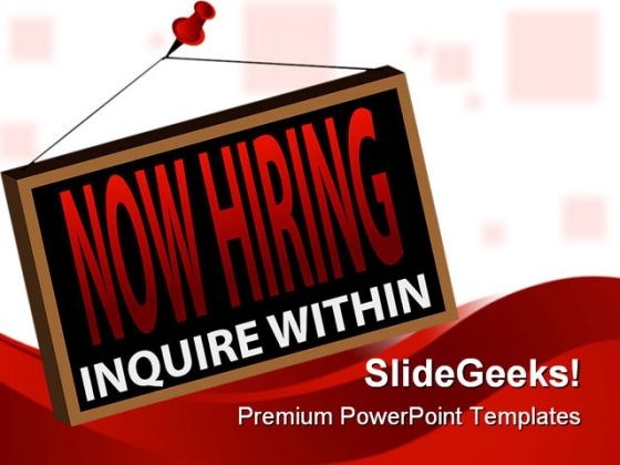 Now Hiring Sign Metaphor Powerpoint Templates And Powerpoint