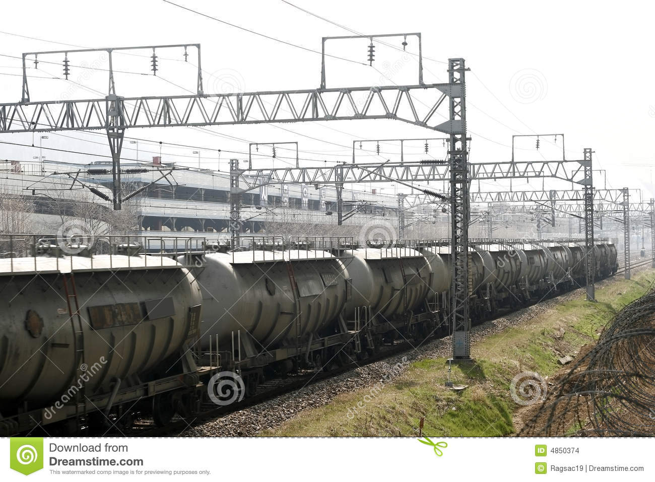 Series Of Cargo Train Freight Train Hauling Container Cargo 