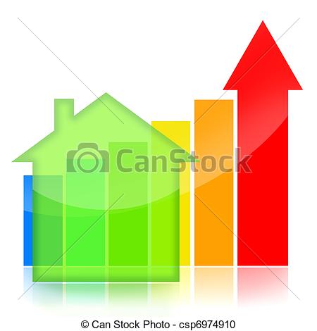 Stock Illustration Of Housing Market Business Charts With Green House