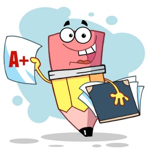 Student Clipart Image   Pencil Cartoon Character Student Gets An A  On    