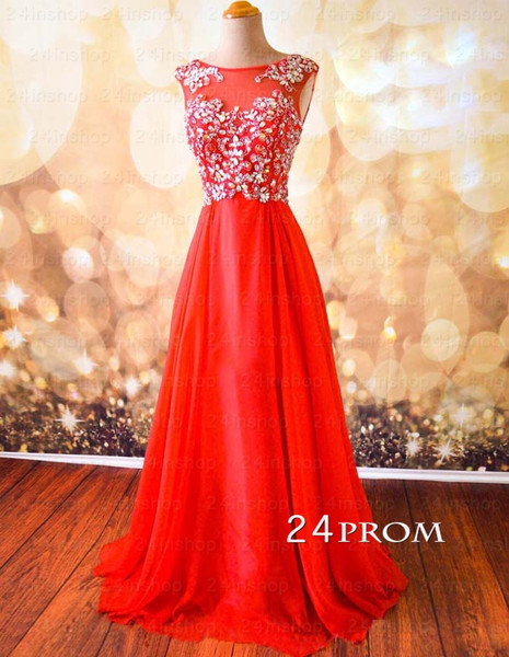 Sweetheart Red Chiffon Backless Long Prom Dresses Formal Dresses