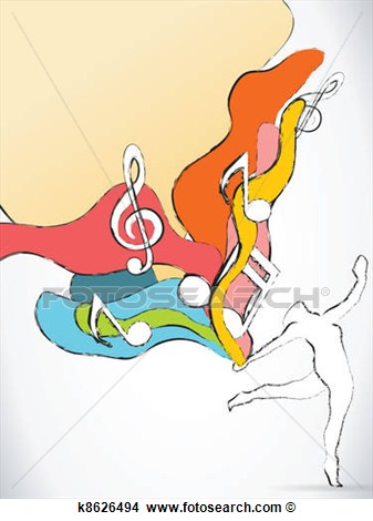 With Colorful Waves And Music Notes View Large Clip Art Graphic