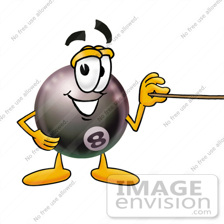 23832 Clip Art Graphic Of A Billiards Eight Ball Cartoon Character