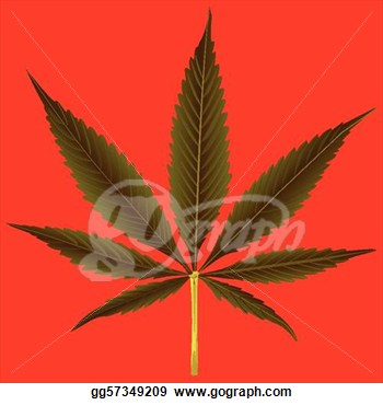Cannabis Leaf Against Orange Background Abstract Vector Art