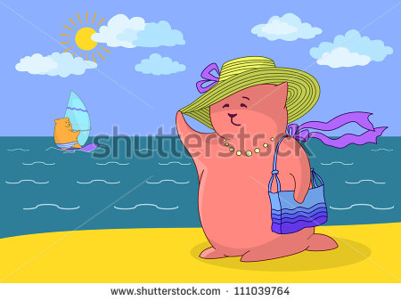 Cartoon Woman   A Fantastic Toy Animal On The Beach Swimming In The