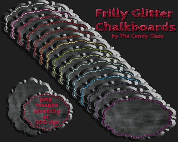 Chalkboard Frames Frilly Glitter All Seasons Rainbow Colors Clip Art