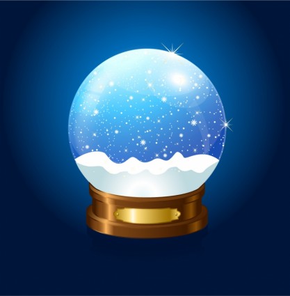 Christmas Snow Globe On Blue Background Free Vector 1 14mb