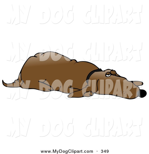 Clip Art Of A Lazy Old Brown Hound Dog Lying Down On His Belly And    