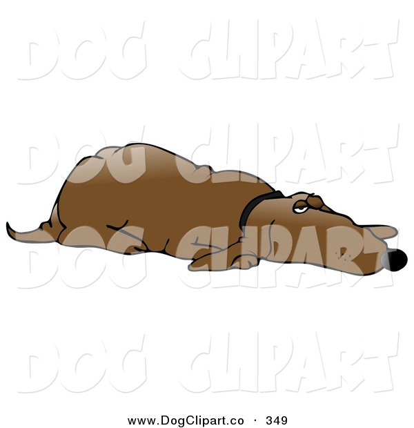Clip Art Of A Lazy Old Brown Hound Dog Lying On His Belly And Resting    