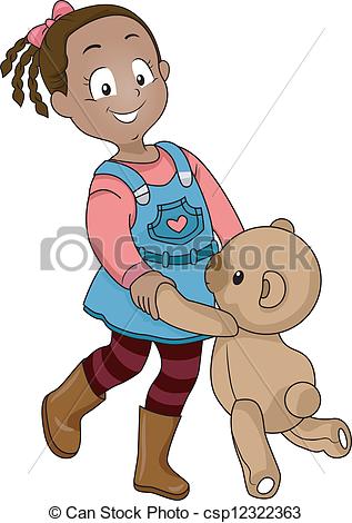 Clip Art Vector Of Teddy Bear Girl   Illustration Of A Girl Dancing