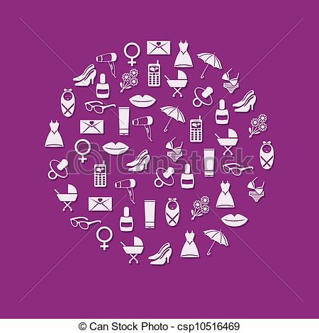 Clip Art Vector Of Women Icons In Circle Csp10516469   Search Clipart    