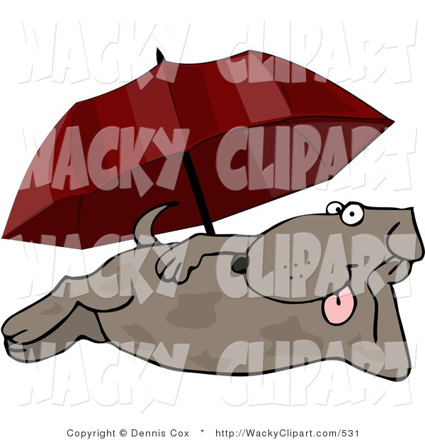 Clipart Of A Happy Lazy Summertime Dog Laying At The Beach Under An    