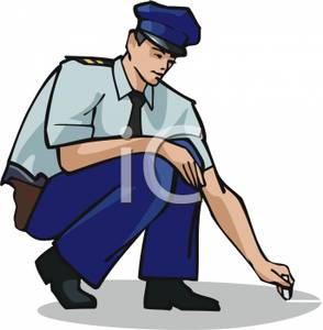 Cop Drawing On The Ground With Chalk   Royalty Free Clipart Picture