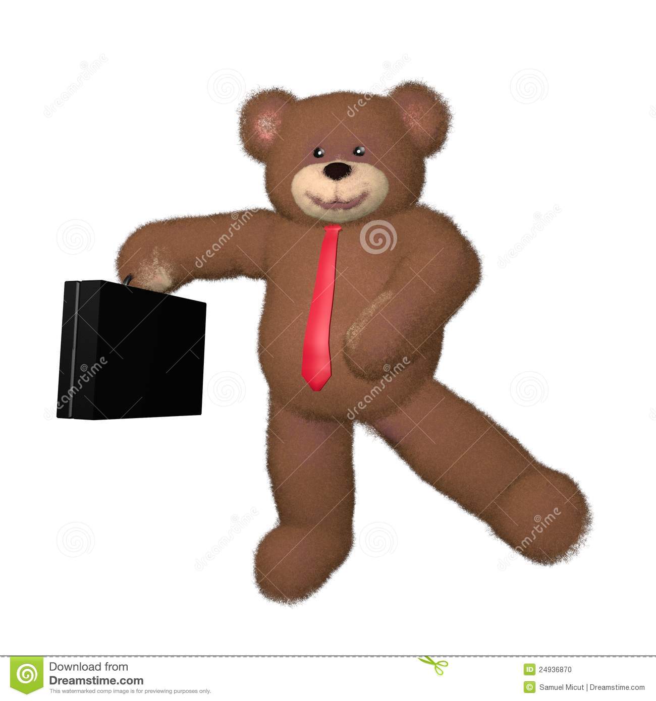 Cute Teddy Bear Businessman Dancing Happily Holding Briefcase 