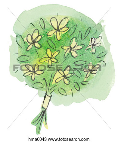 Drawing   Green And Yellow Bouquet  Fotosearch   Search Clipart    