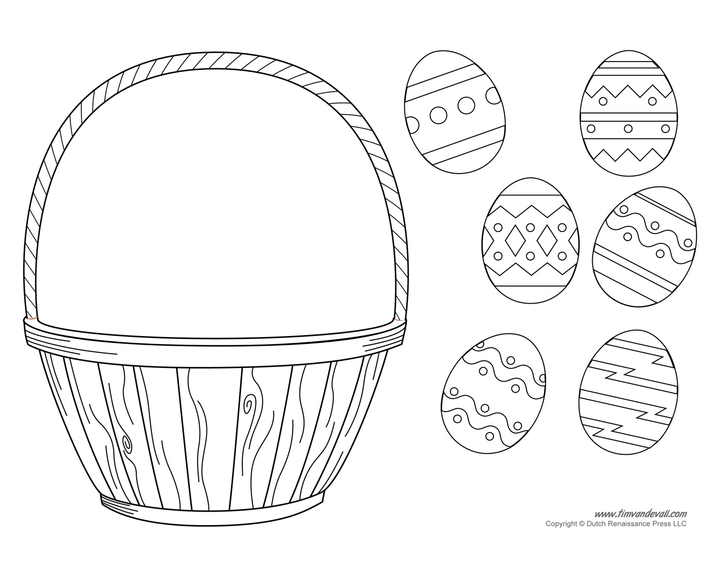 Easter Basket Craft   Black And White   Jpeg