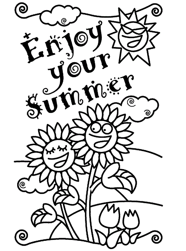 Enjoy Summer Coloring Pages Greeting Card   Coloring