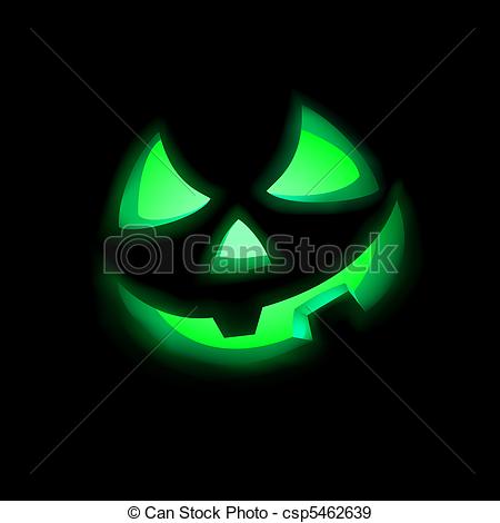Eps Vectors Of Jack O Lantern Pumpkin Illuminated Green Eps 8 Vector    