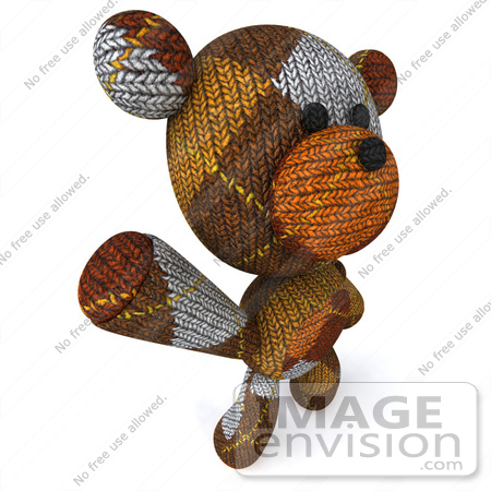 Free Clip Art Illustration Of A 3d Knitted Teddy Bear Mascot Dancing