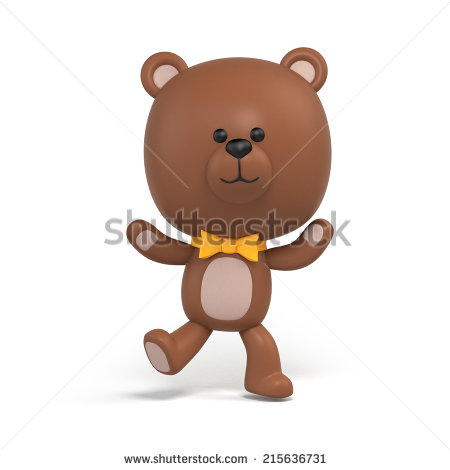 Happy Dancing Chocolate Teddy Bear Illustration Toy Clip Art Isolated