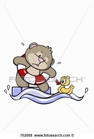 Illustration Of A Cartoon Bear Standing At The Edge Of A Swimming Pool