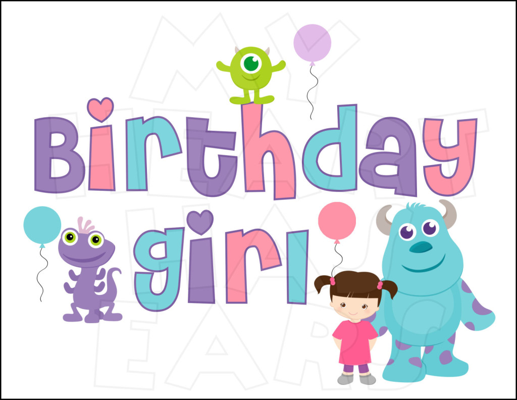 Monsters Inc  Birthday Girl Instant Download Digital Clip Art    My    